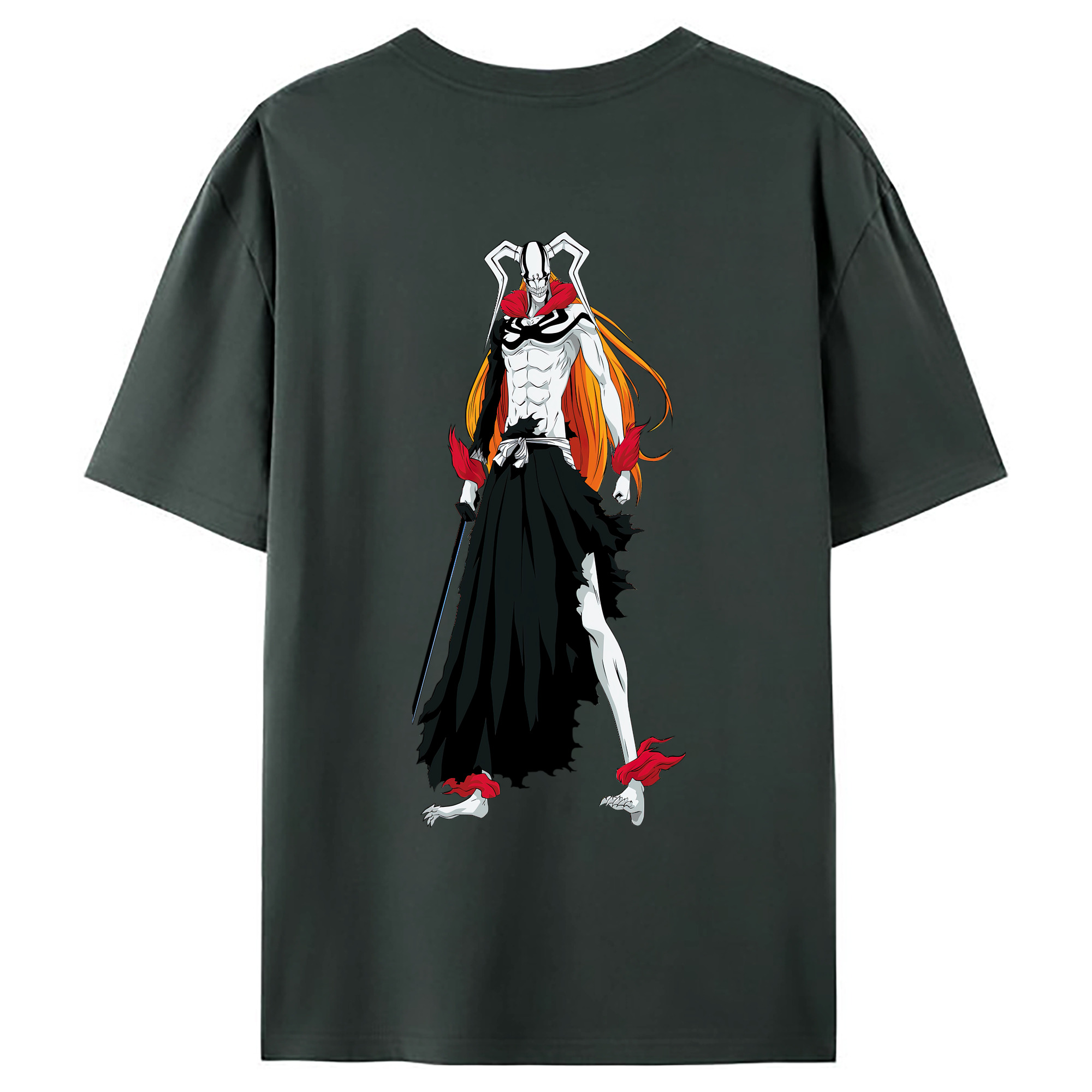 （画像用） ブリーチ 黒崎一護（くろさき いちご）BLEACH Kurosaki Ichigo 綿100％ メンズ半袖Tシャツ（バックプリント） 通気性